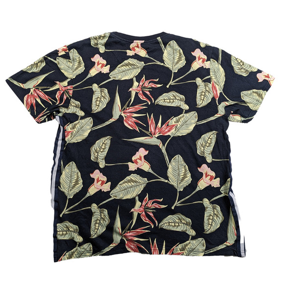 Sovereign Code Men's Tropical Print T Shirt with Stripe Trim Size L - Picture 2 of 7